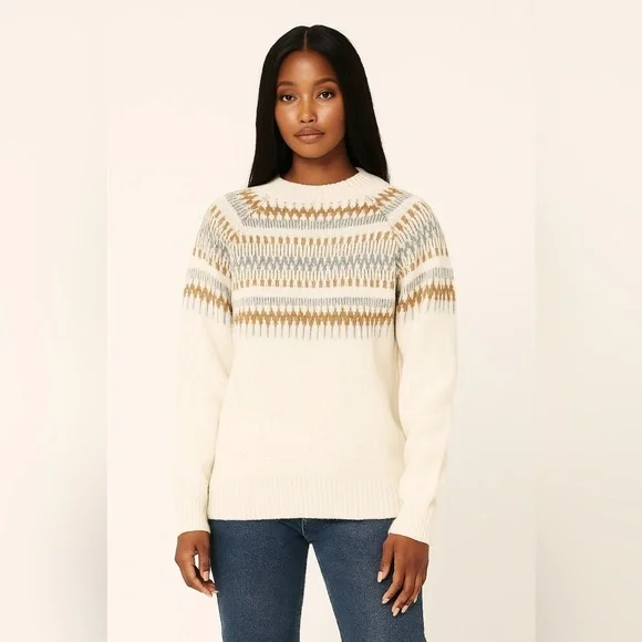 Pink Martini Cowl Neck Sweater Cream Brown and Grey Size Large - Picture 1 of 15